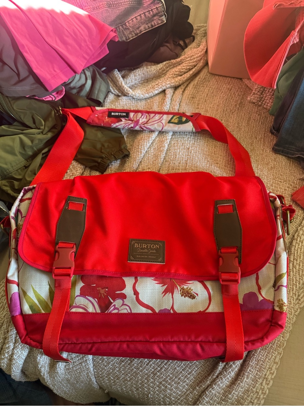 Burton Red Floral Flint Messenger Bag